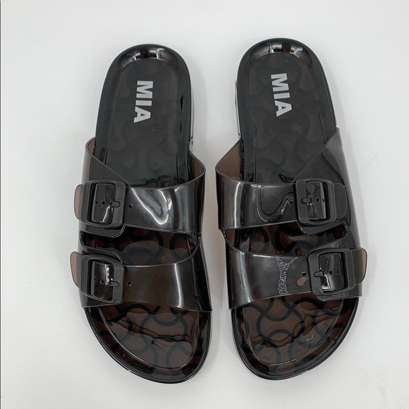 MIA Jewel Jelly slide sandals black double strap buckle shoe waterproof 9 - Picture 1 of 6
